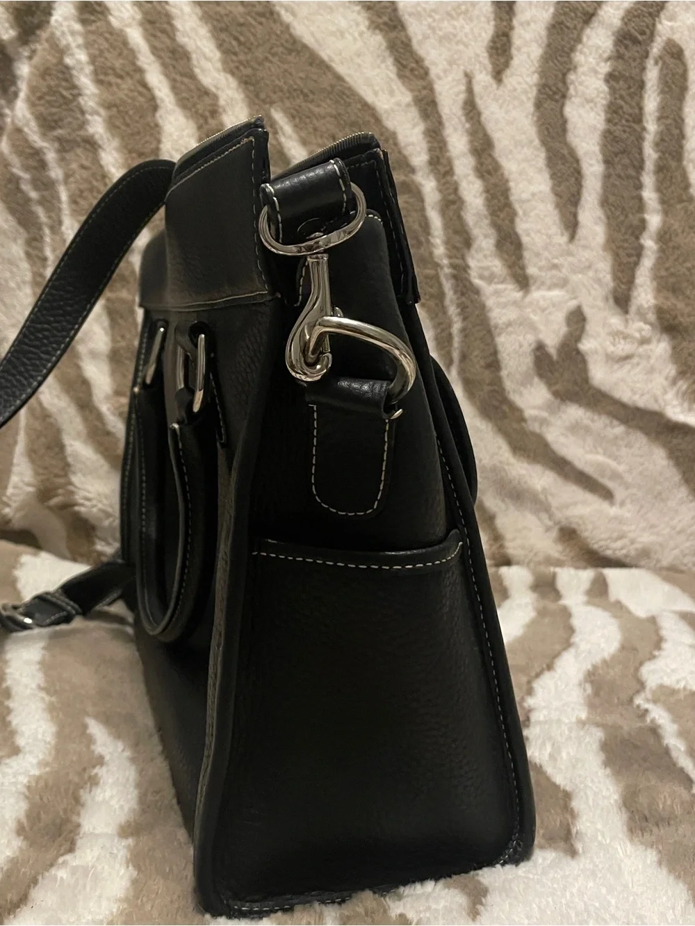 Dooney & Bourke Black Leather Double Front-Pocket Messenger